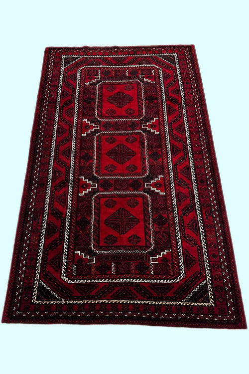 فرش آنتیک 3.7 متری بلوچستان طرح گاوبرج تمام پشم