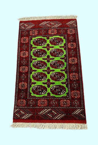 قالیچه 1.18طرح قابی ترکمن تمام پشم رنگ طبیعی کد 0800132