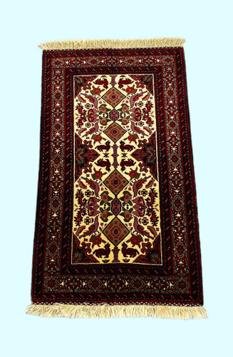 قالیچه 1.2متری بلوچ بافت طرح مرغی رنگ طبیعی کد 0800136