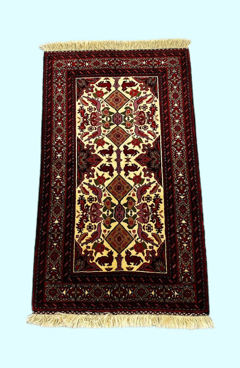 قالیچه 1.2متری بلوچ بافت طرح مرغی رنگ طبیعی کد 0800136