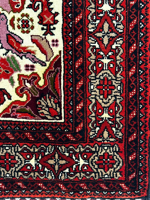 قالیچه 1.2متری بلوچ بافت تمام پشم طرح مرغی رنگ طبیعی کد 0800136
