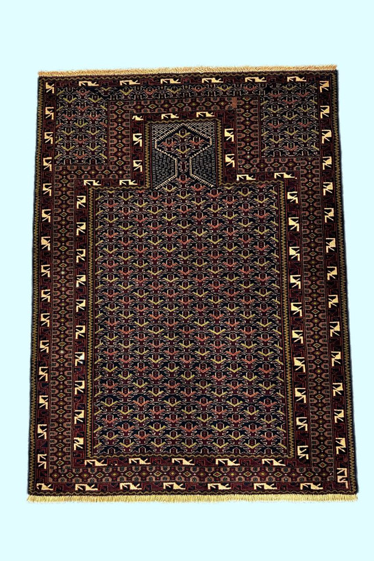 فرش 1.5متری بلوچ بافت نقش دختر قاضی تمام پشم رنگ طبیعی کد 080148