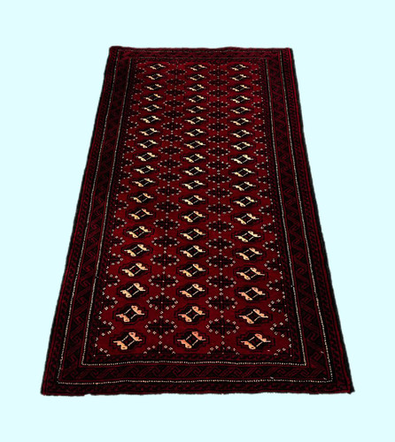 قالیچه دستبافت 1متری ترکمن طرح قابی رنگ طبیعی کد 0900053