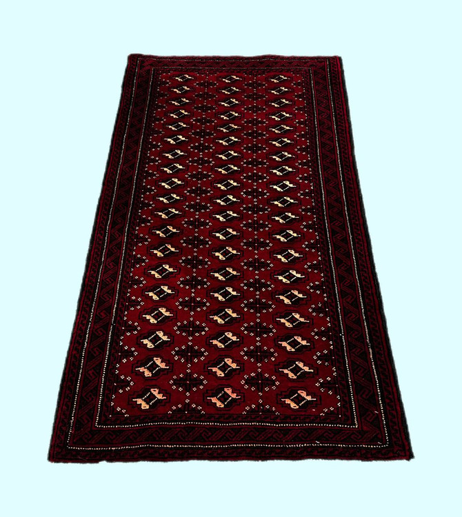 قالیچه دستبافت 1متری ترکمن طرح قابی رنگ طبیعی کد 0900053