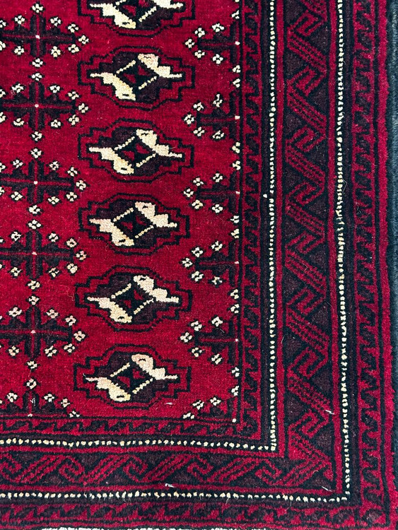 قالیچه دستبافت 1متری ترکمن طرح قابی رنگ طبیعی کد 0900053