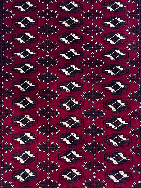 قالیچه دستبافت 1متری ترکمن طرح قابی رنگ طبیعی کد 0900053