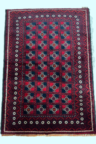 قالیچه دستبافت 1.6متری خراسان کهنه اعلا طرح گل آینه رنگ طبیعی کد 0800147