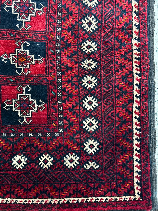 قالیچه دستبافت 1.6متری خراسان کهنه اعلا طرح گل آینه رنگ طبیعی کد 0800147