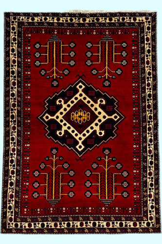 فرش دستباف 3.17تمام پشم طرح ترنج سیرجان رنگ طبیعی کد 0600041