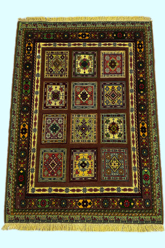 گلیم فرش دستبافت 1.8متری برجسته طرح قابی بافت خراسان کد 070059