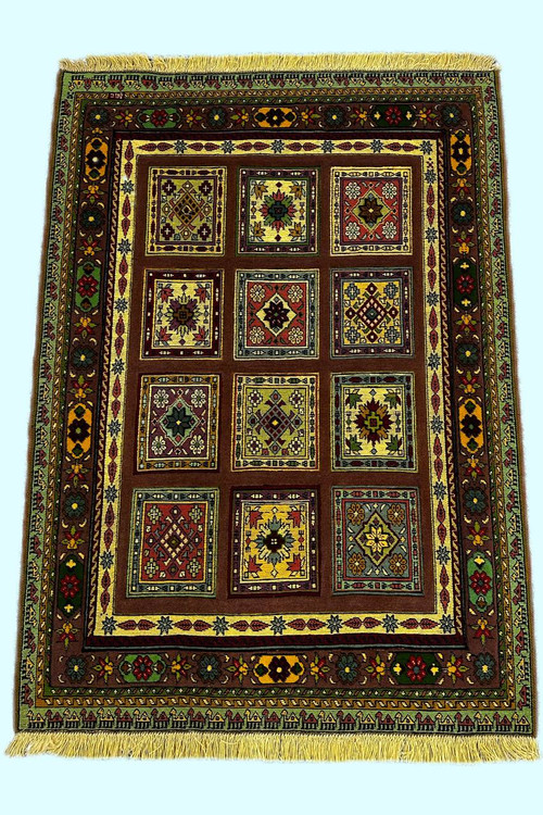 گلیم فرش دستبافت 1.8متری برجسته طرح قابی بافت خراسان کد 070059