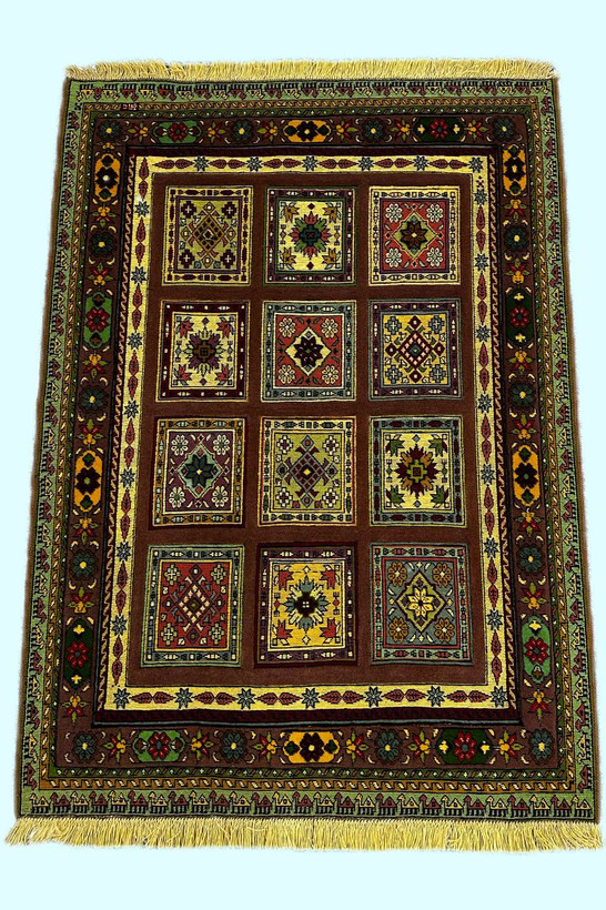 گلیم فرش دستبافت 1.8متری برجسته طرح قابی بافت خراسان کد 070059