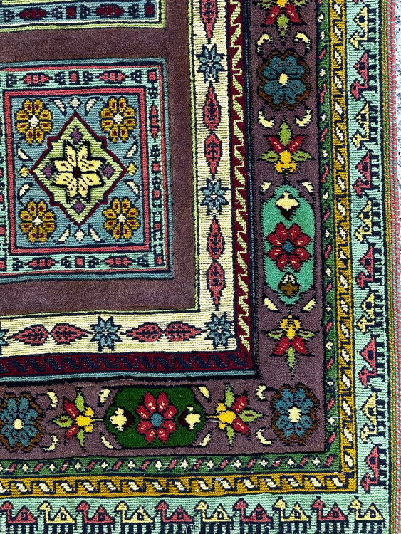 گلیم فرش دستبافت 1.8متری برجسته طرح قابی بافت خراسان کد 070059