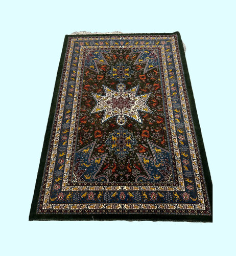 فرش دستباف 6متری تمام پشم لول بافت طرح دختر ارامنه قشقایی رنگ طبیعی کد 0500190