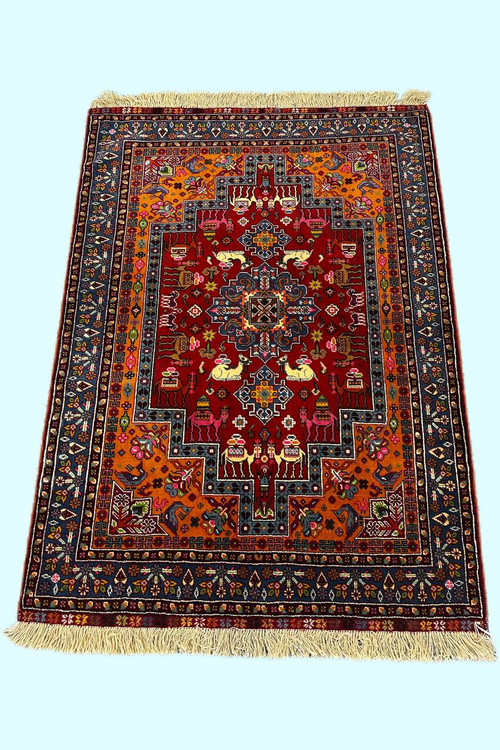 فرش دستباف 2.3متری ساربان تمام پشم طرح لچ وترنج کد 0700404