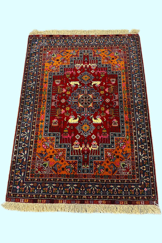 فرش دستباف 2.3متری ساربان تمام پشم طرح لچ وترنج کد 0700404