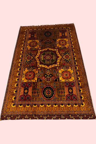 فرش دستباف 6متری تمام پشم خراسان طرح قابی رنگ طبیعی کد 1067