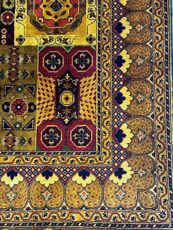 فرش دستباف 6متری تمام پشم خراسان طرح قابی رنگ طبیعی کد 1067