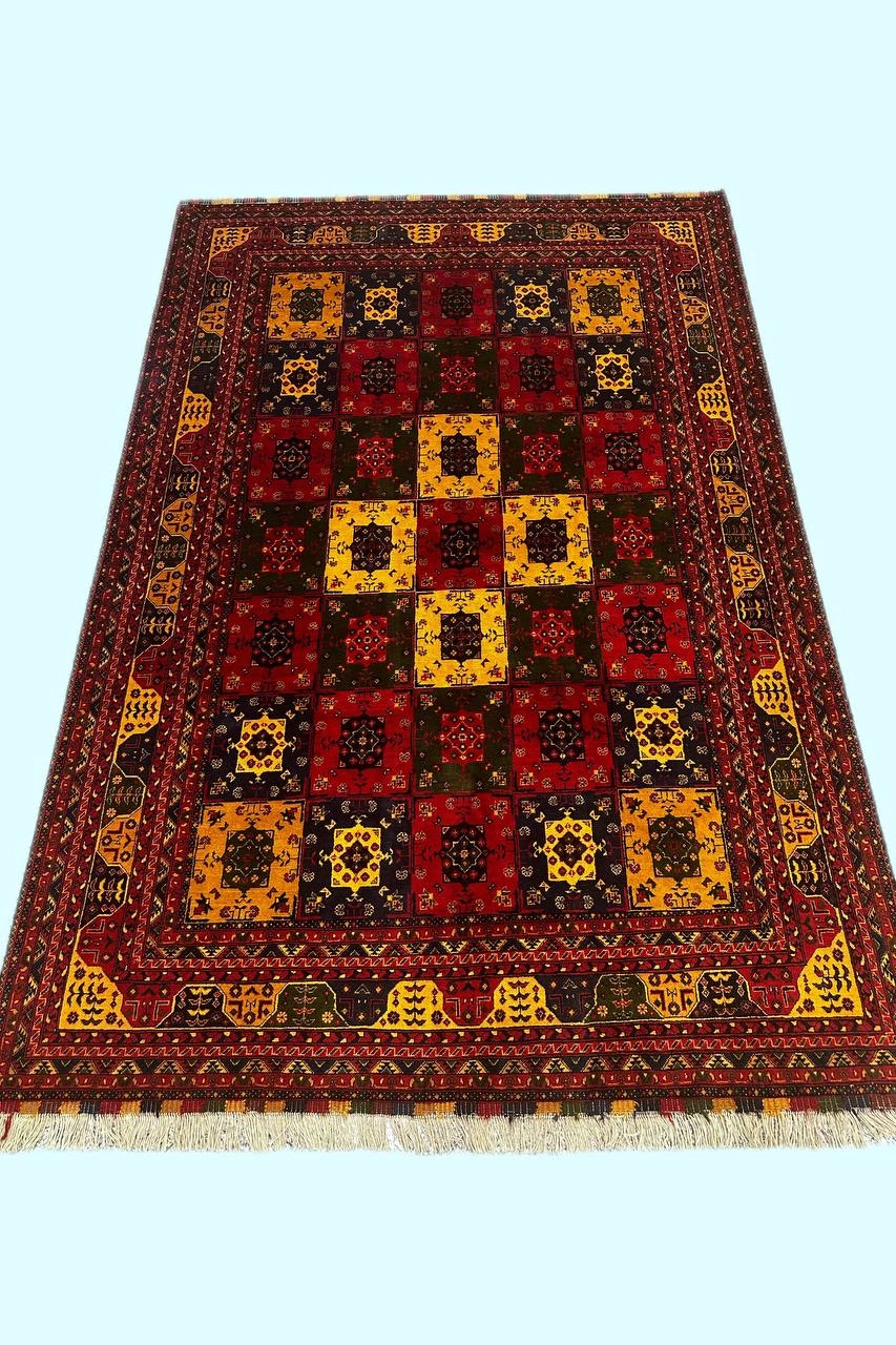 فرش دستباف 6متری تمام پشم خراسان طرح قابی رنگ طبیعی کد 1067