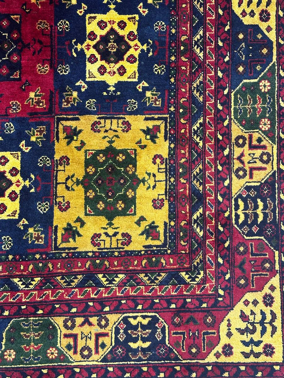 فرش دستباف 6متری تمام پشم خراسان طرح قابی رنگ طبیعی کد 1067