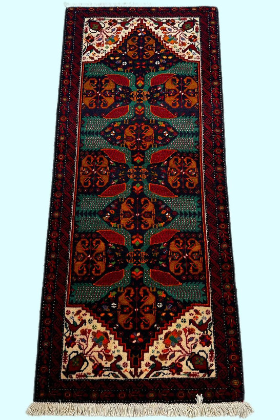 قالیچه دستباف 1متری تمام پشم طرح طاووسی بلوچ بافت رنگ طبیعی انتیک کد 0800020