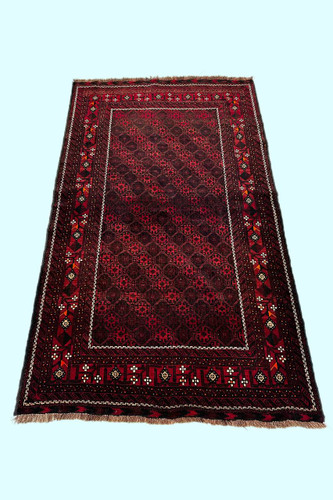 قالیچه دستباف 3متری تمام پشم طرح معروف علی میرزایی حاشیه نرگسی بلوچ رنگ طبیعی انتیک کد 0700438