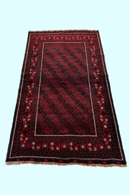 قالیچه دستباف 3متری تمام پشم طرح معروف علی میرزایی حاشیه نرگسی بلوچ رنگ طبیعی انتیک کد 0700438