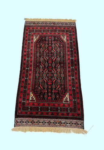 قالیچه دستباف1.9متری تمام پشم طرح سالار خانی کلکسیونی بلوچ رنگ طبیعی انتیک کد 0700426