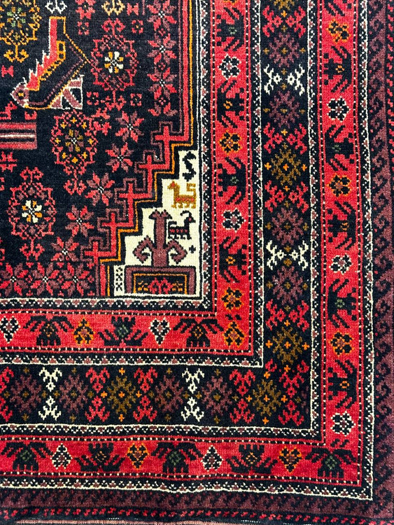 قالیچه دستباف1.9متری تمام پشم طرح سالار خانی کلکسیونی بلوچ رنگ طبیعی انتیک کد 0700426