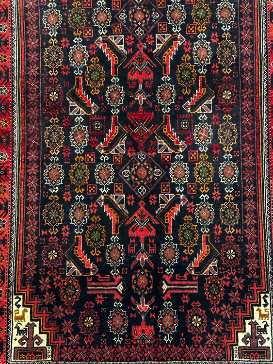 قالیچه دستباف1.9متری تمام پشم طرح سالار خانی کلکسیونی بلوچ رنگ طبیعی انتیک کد 0700426