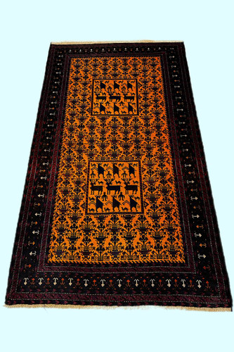 قالیچه دستبافت 2.5متری عشایری طرح بلوچ رنگ طبیعی کد 0700436