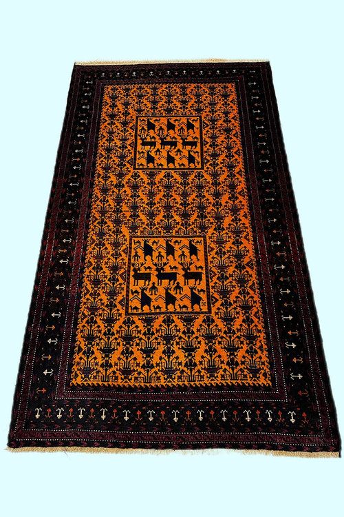 قالیچه دستبافت 2.5متری عشایری طرح بلوچ رنگ طبیعی کد 0700436