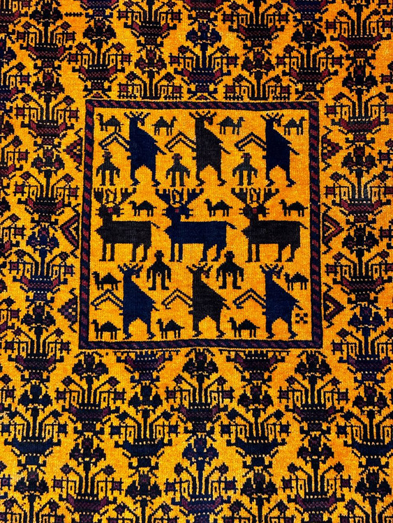 قالیچه دستبافت 2.5متری عشایری طرح بلوچ رنگ طبیعی کد 0700436