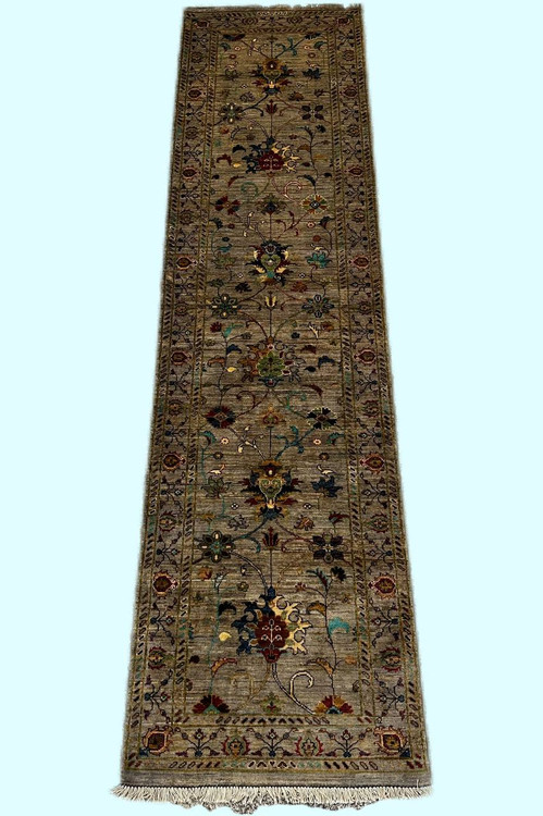 فرش کناره دستباف 2متری تمام پشم دستریس نقش افشان سلطان اباد رنگ طبیعی کد 0700502