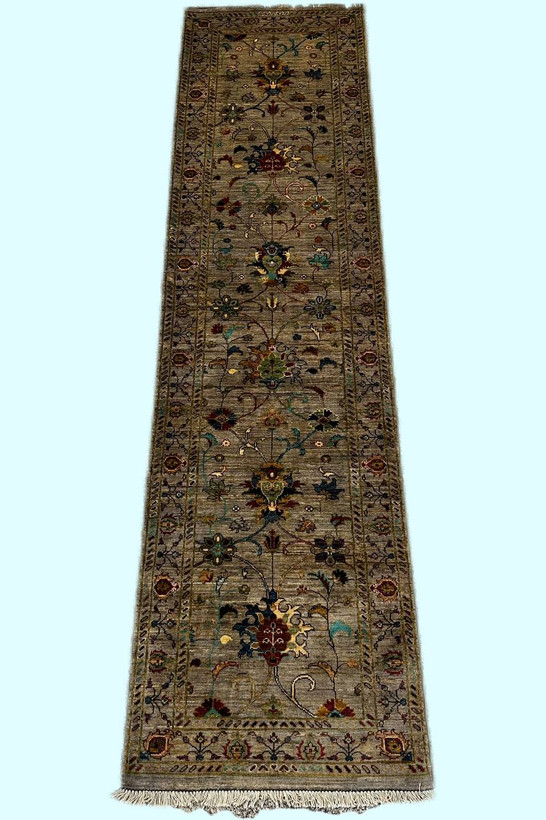 فرش کناره دستباف 2متری تمام پشم دستریس نقش افشان سلطان اباد رنگ طبیعی کد 0700502