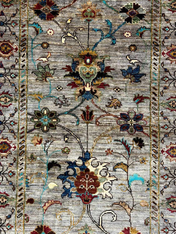 فرش کناره دستباف 2متری تمام پشم دستریس نقش افشان سلطان اباد رنگ طبیعی کد 0700502