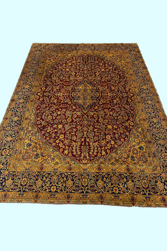 فرش دستباف 12متری تمام پشم آنتیک کرمان تمام پشم طلاشور کد0300016