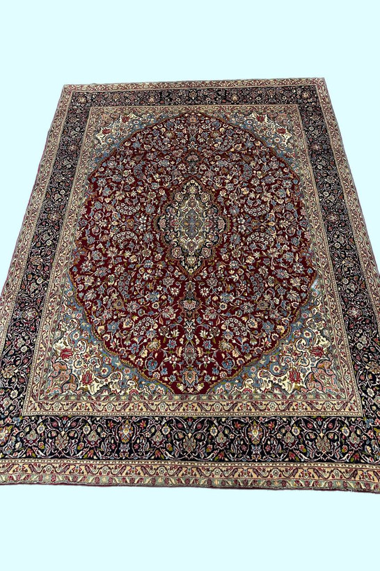 فرش دستباف 12متری تمام پشم آنتیک کرمان تمام پشم رنگ طبیعی کد0300017