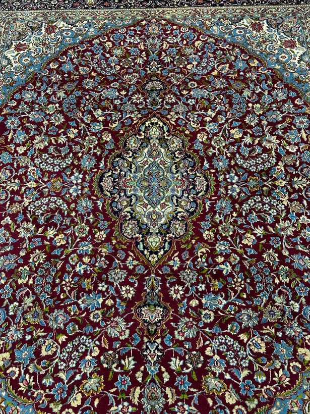 فرش دستباف 12متری تمام پشم آنتیک کرمان تمام پشم رنگ طبیعی کد0300017