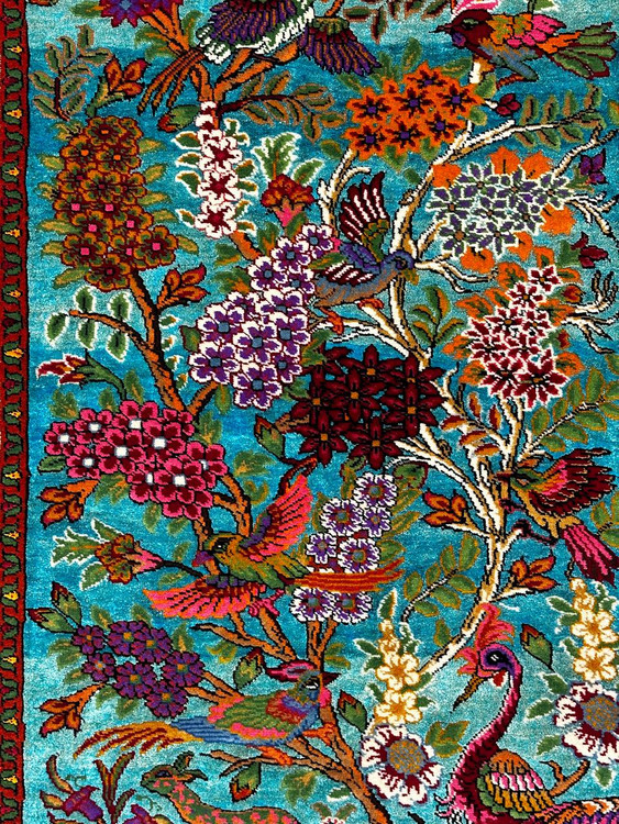 فرش دستباف 1.7متری تمام پشم کف ابریشم رنگ طبیعی کد 0700487