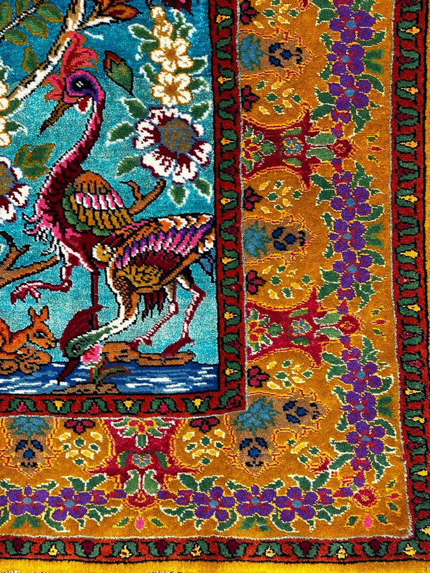 فرش دستباف 1.7متری تمام پشم کف ابریشم رنگ طبیعی کد 0700487