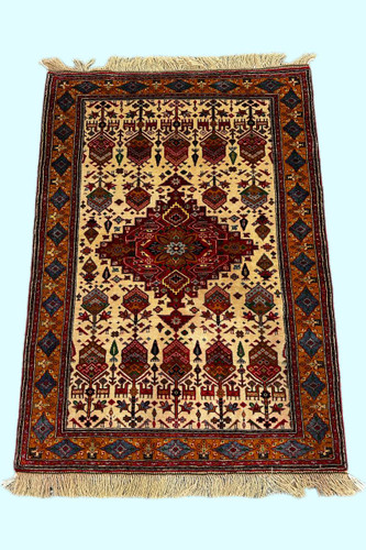 فرش دستباف 2متری تمام پشم گل ابریشم نقش قشقایی کد 0700475