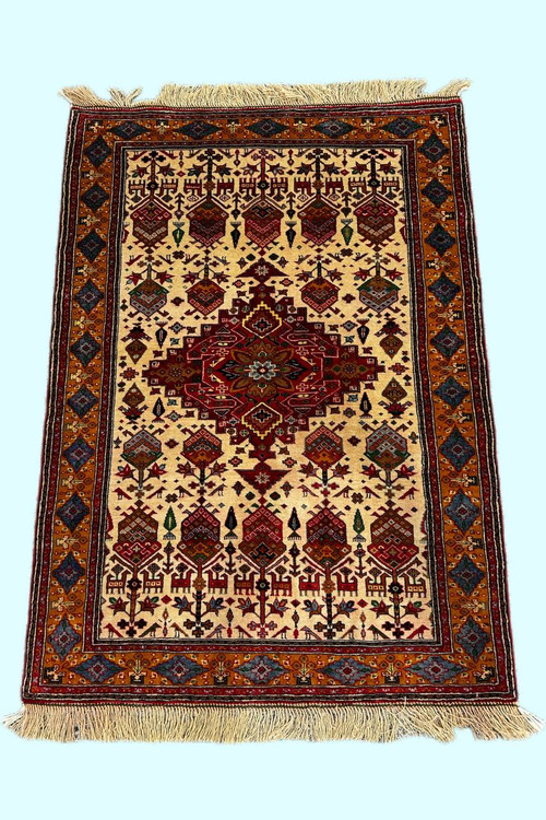 فرش دستباف 2متری تمام پشم گل ابریشم نقش قشقایی کد 0700475