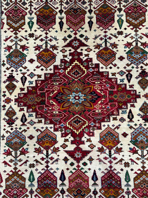 فرش دستباف 2متری تمام پشم گل ابریشم نقش قشقایی کد 0700475