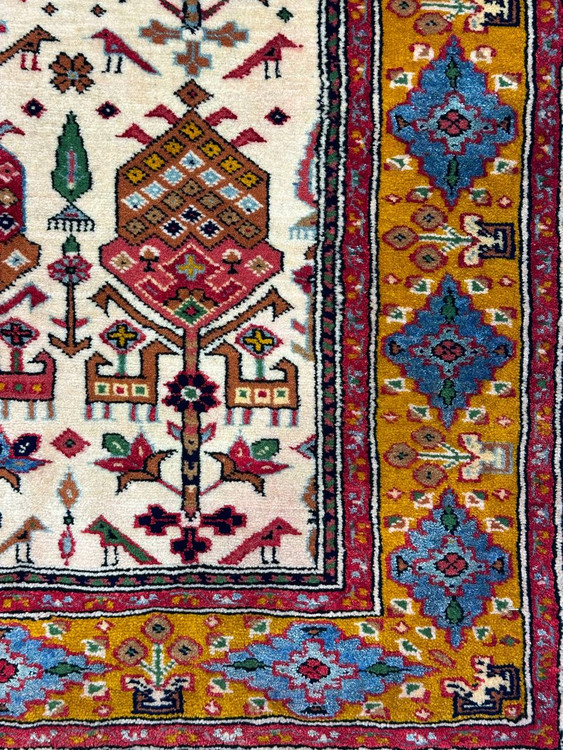 فرش دستباف 2متری تمام پشم گل ابریشم نقش قشقایی کد 0700475