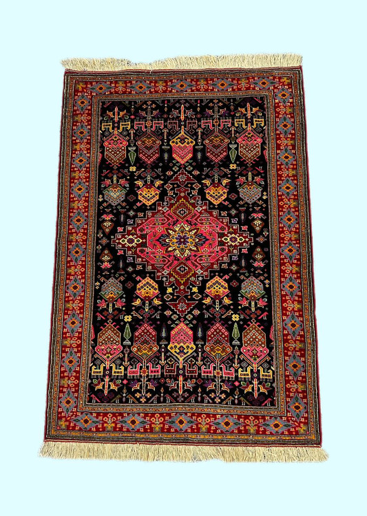 فرش دستباف 2متری تمام پشم نقش قشقایی رنگ طبیعی کد 0700024