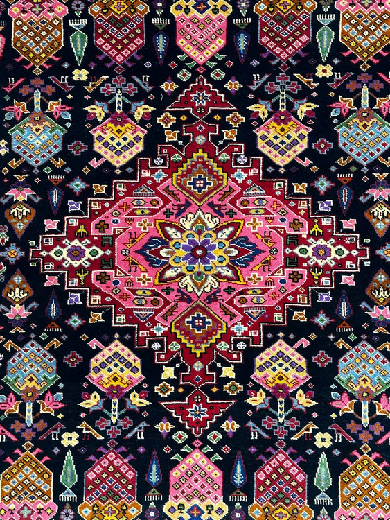 فرش دستباف 2متری تمام پشم نقش قشقایی رنگ طبیعی کد 0700024