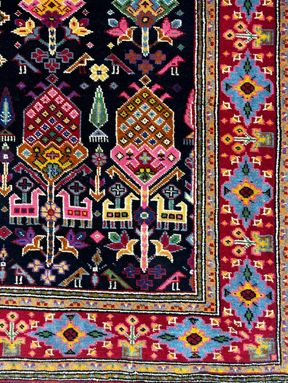 فرش دستباف 2متری تمام پشم نقش قشقایی رنگ طبیعی کد 0700024