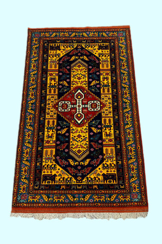 فرش دستباف 3متری تمام پشم نقش قشقایی رنگ طبیعی کد 0700004