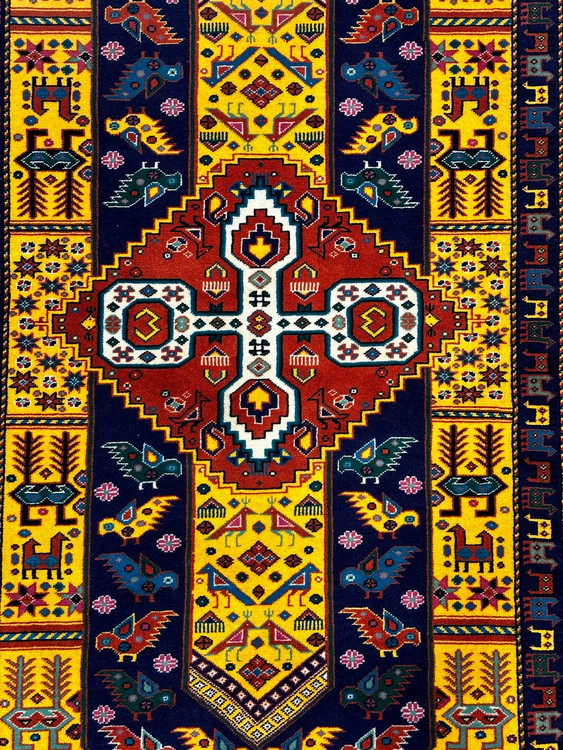 فرش دستباف 3متری تمام پشم نقش قشقایی رنگ طبیعی کد 0700004